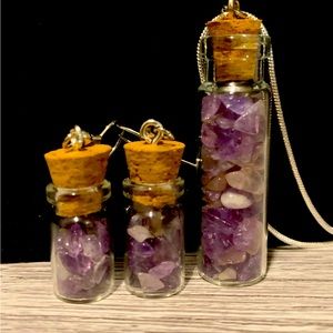 Rose quartz and amethyst potion jewelry set